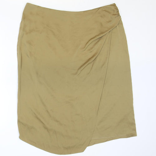 Marks and Spencer Womens Brown Polyester A-Line Skirt Size 20 Zip