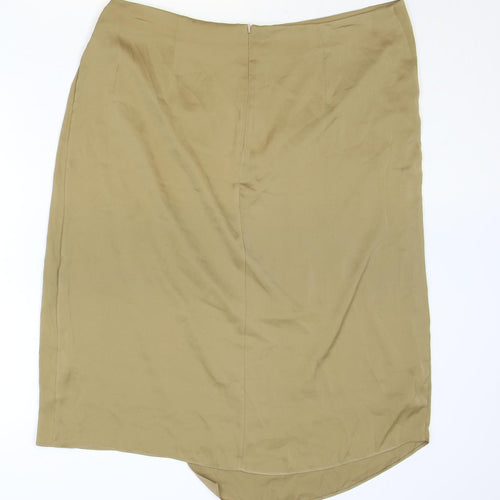Marks and Spencer Womens Brown Polyester A-Line Skirt Size 20 Zip