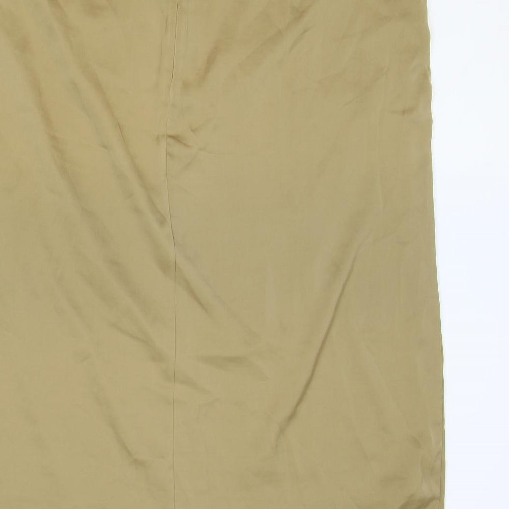 Marks and Spencer Womens Brown Polyester A-Line Skirt Size 20 Zip