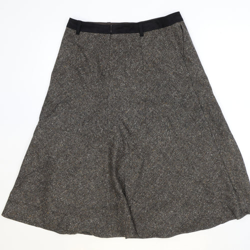 Gerry Weber Womens Brown Cotton Swing Skirt Size 12 Zip