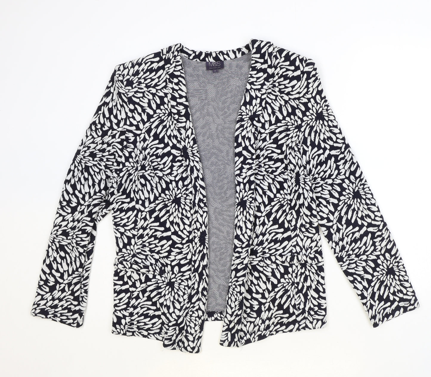Marks and Spencer Womens Blue Floral Polyester Jacket Blazer Size 12