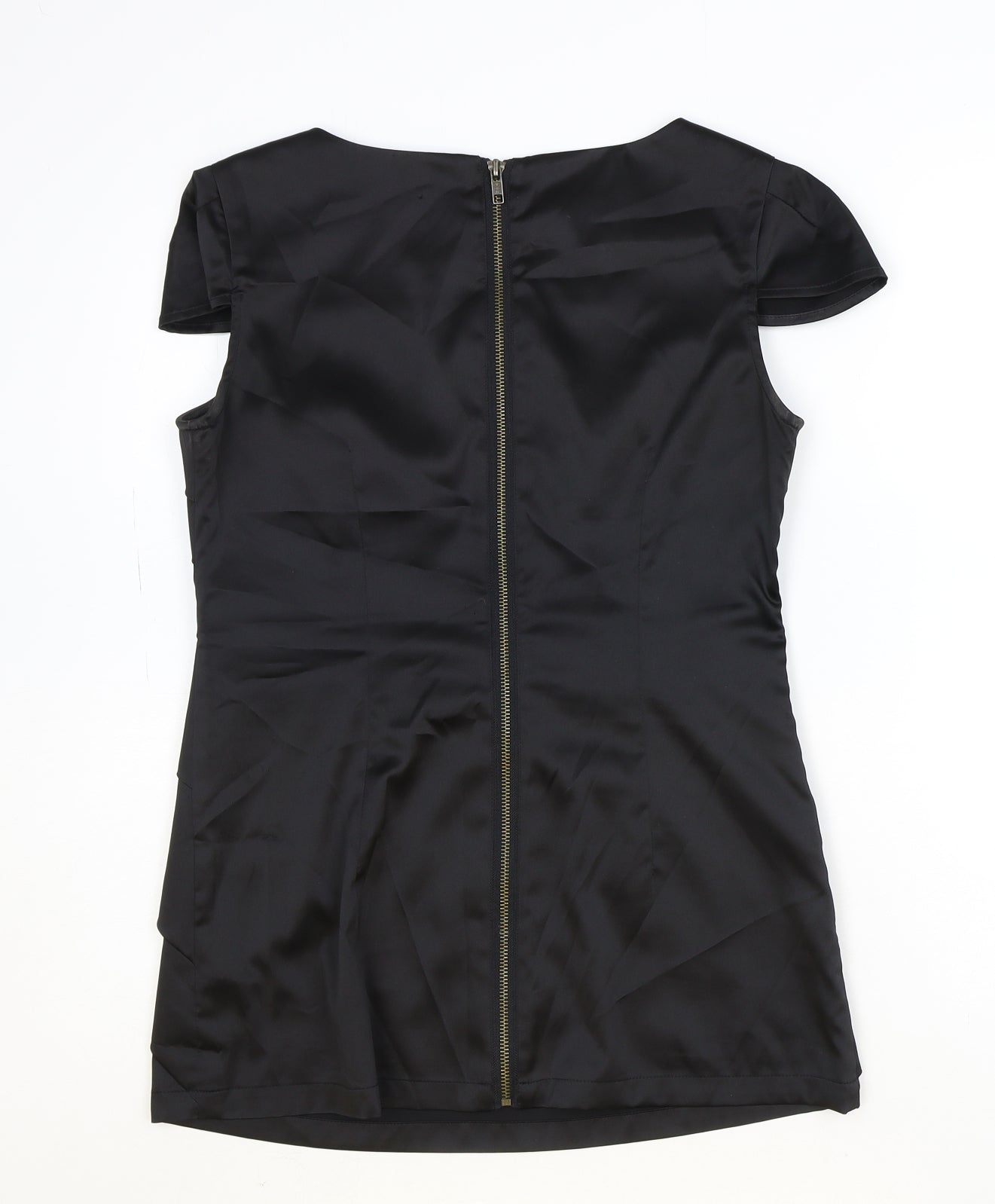 River Island Womens Black Polyester Basic Blouse Size 12 Boat Neck
