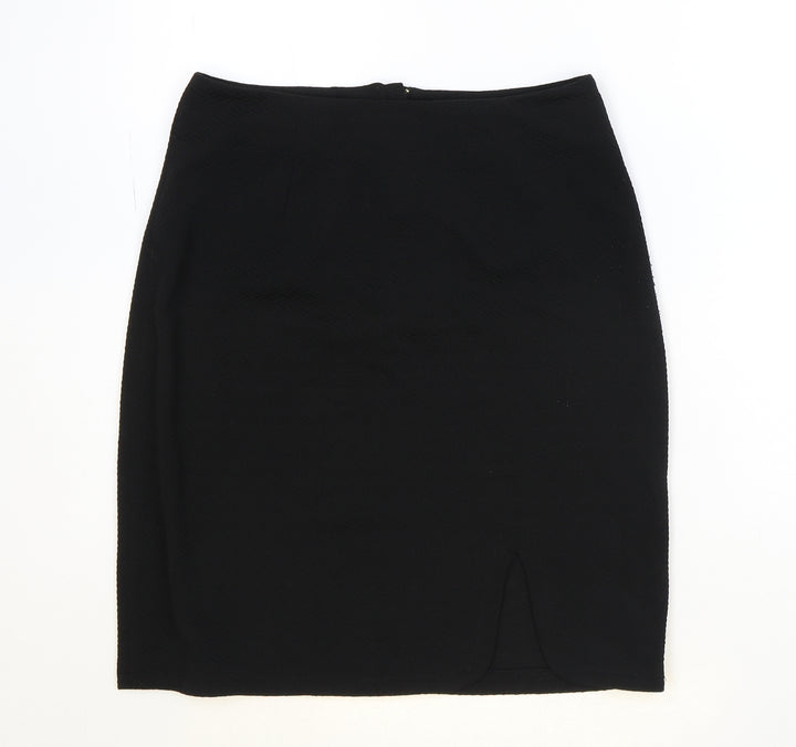 Uttam Boutique Womens Black Polyester Straight & Pencil Skirt Size 12 Zip