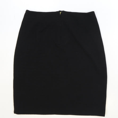 Uttam Boutique Womens Black Polyester Straight & Pencil Skirt Size 12 Zip