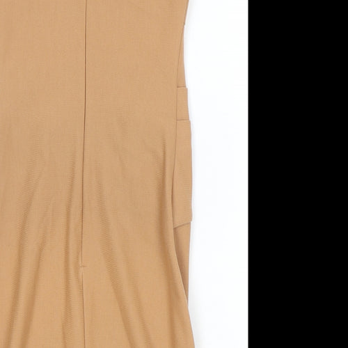 Topshop Womens Brown Polyester A-Line Size 8 Round Neck Zip