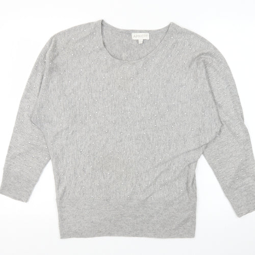 Apricot Womens Grey Round Neck Polyester Pullover Jumper Size 10