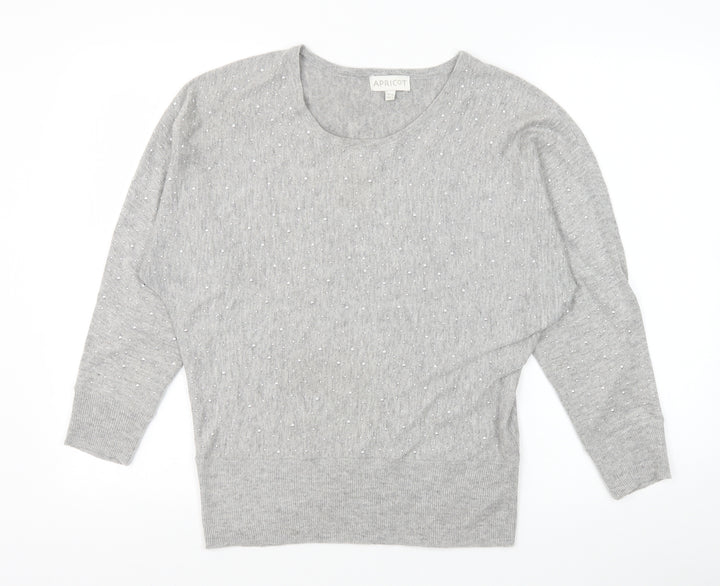 Apricot Womens Grey Round Neck Polyester Pullover Jumper Size 10