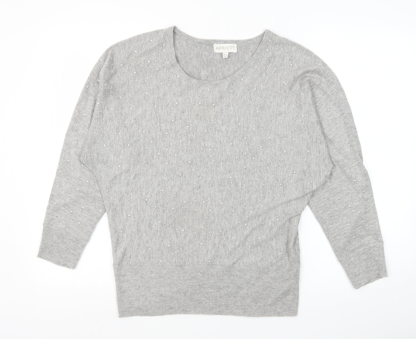 Apricot Womens Grey Round Neck Polyester Pullover Jumper Size 10