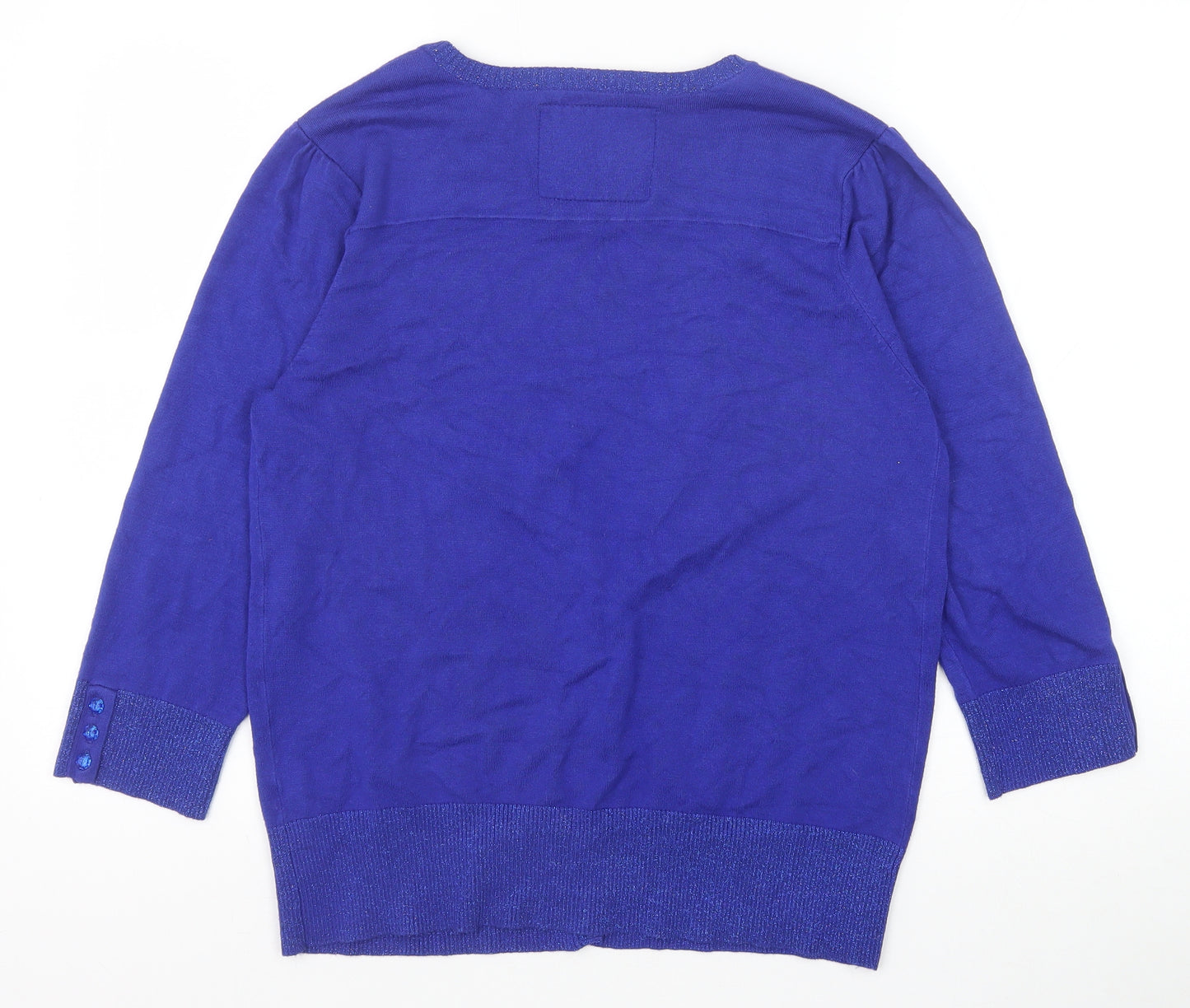 Butterfly Womens Blue V-Neck Viscose Cardigan Jumper Size 16