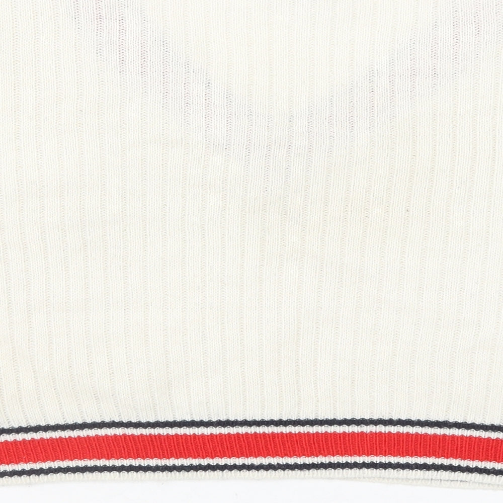 Divided by H&M Womens Ivory V-Neck Acrylic Pullover Jumper Size M