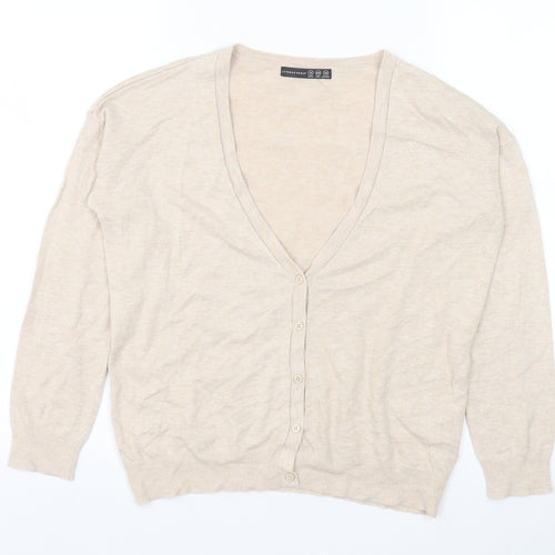 Atmosphere Womens Beige V-Neck Viscose Cardigan Jumper Size 12