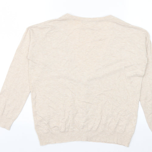 Atmosphere Womens Beige V-Neck Viscose Cardigan Jumper Size 12