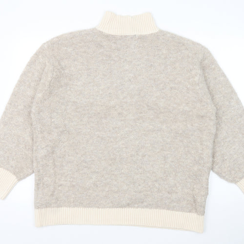 Marks and Spencer Womens Brown Mock Neck Acrylic Pullover Jumper Size L