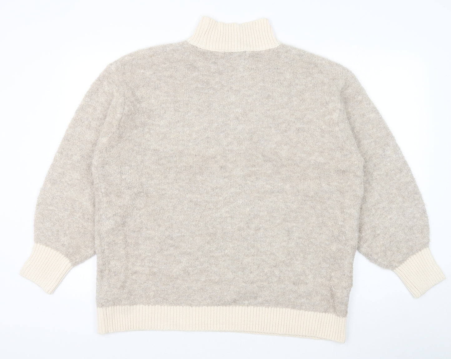 Marks and Spencer Womens Brown Mock Neck Acrylic Pullover Jumper Size L