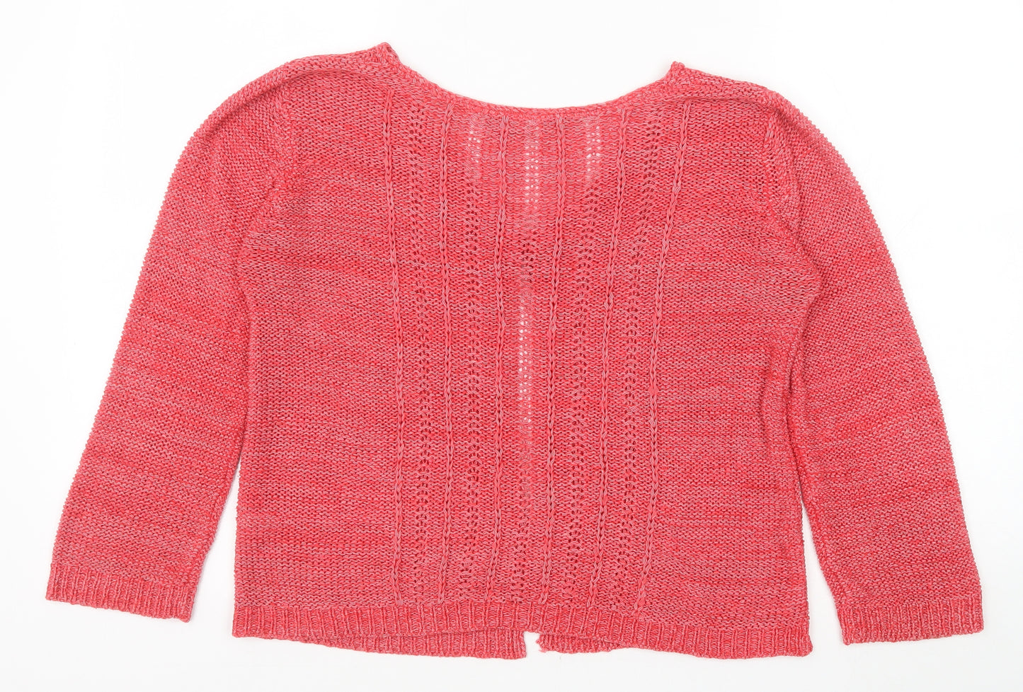 Ethelaustin Womens Pink V-Neck Acrylic Cardigan Jumper Size 12