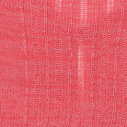 Ethelaustin Womens Pink V-Neck Acrylic Cardigan Jumper Size 12