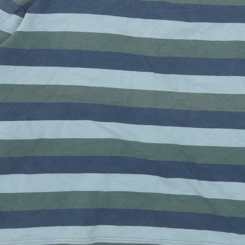 Geox Boys Blue Striped 100% Cotton Basic Polo Size 12 Years Collared Button