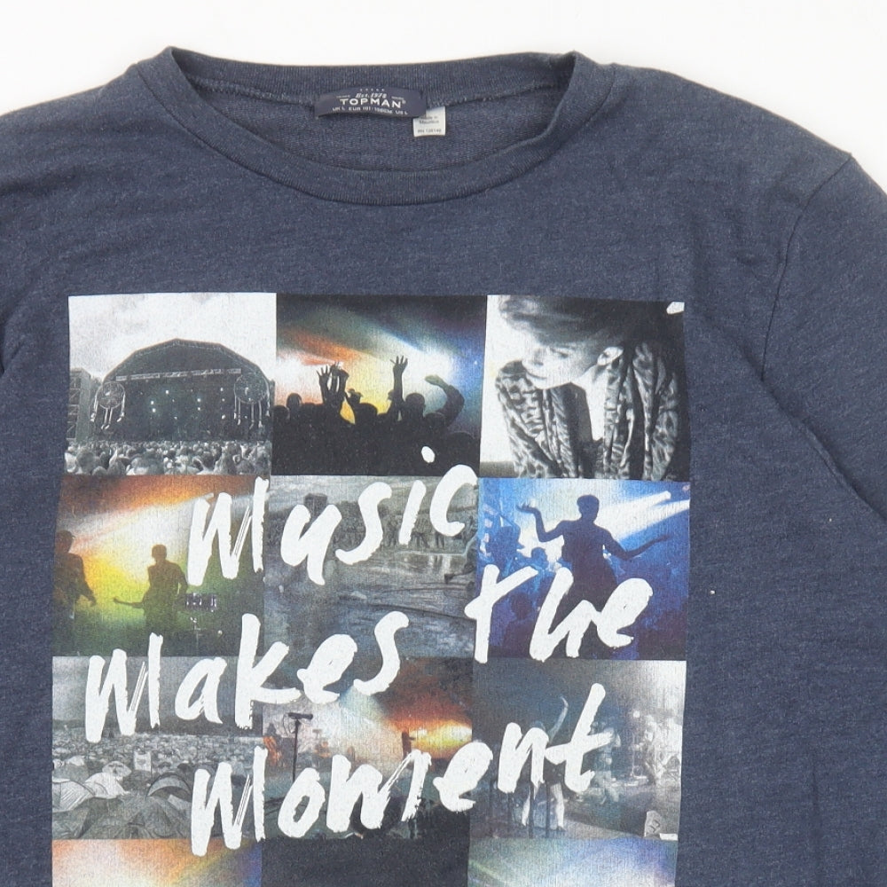 Topman Mens Blue Cotton Pullover Sweatshirt Size L