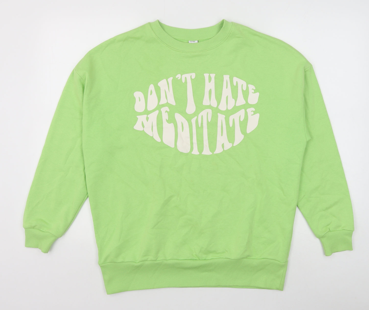 George Womens Green Cotton Pullover Sweatshirt Size XS Pullover - Don't hate meditate