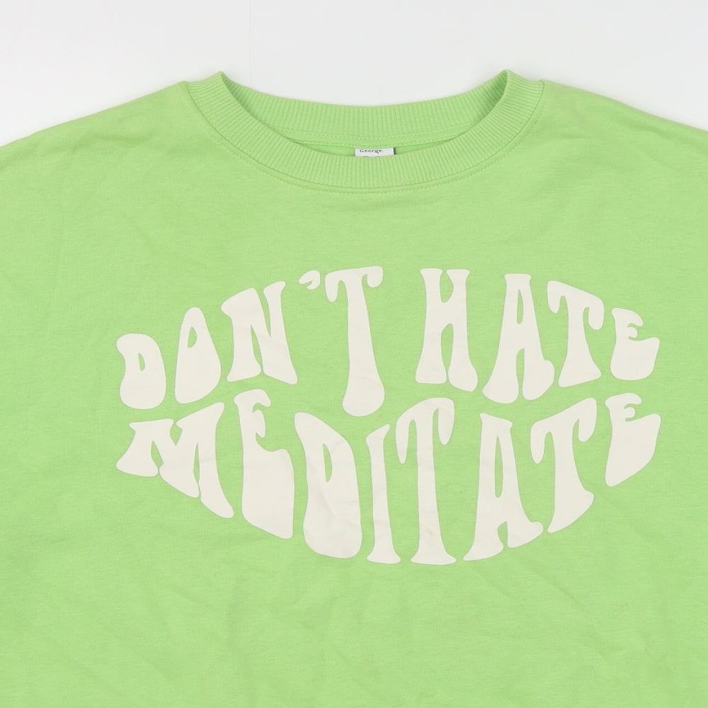 George Womens Green Cotton Pullover Sweatshirt Size XS Pullover - Don't hate meditate