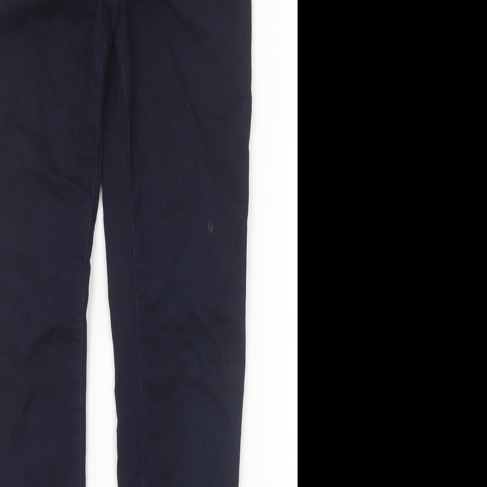 Marks and Spencer Womens Blue Cotton Trousers Size 8 Extra-Slim Zip