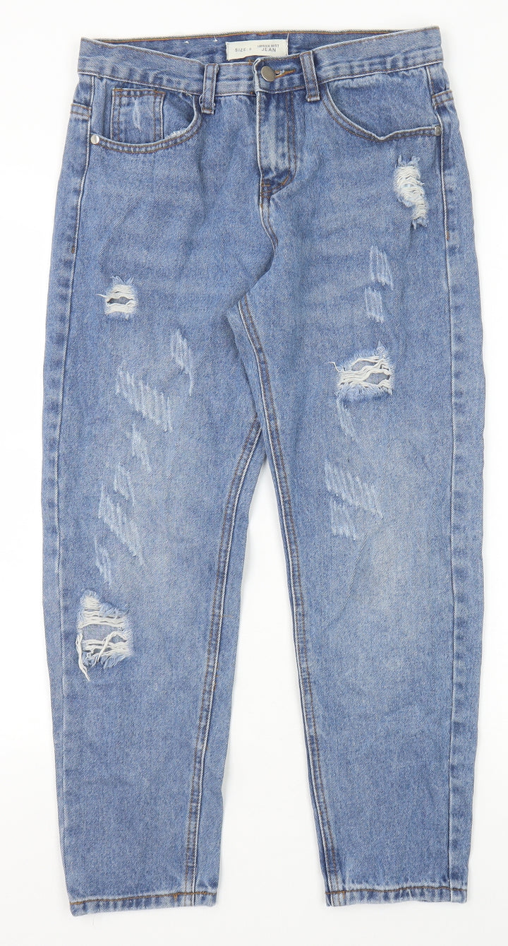 Urban Mist Womens Blue Cotton Tapered Jeans Size 8 Regular Zip