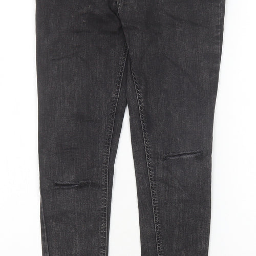 Zara Womens Black Cotton Skinny Jeans Size 10 Slim Zip