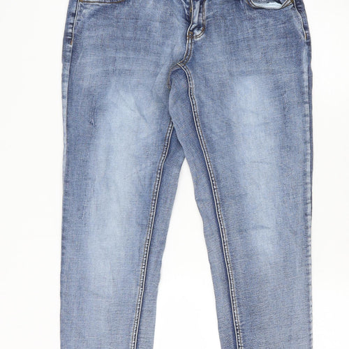 Bandia Womens Blue Cotton Straight Jeans Size 10 Regular Zip