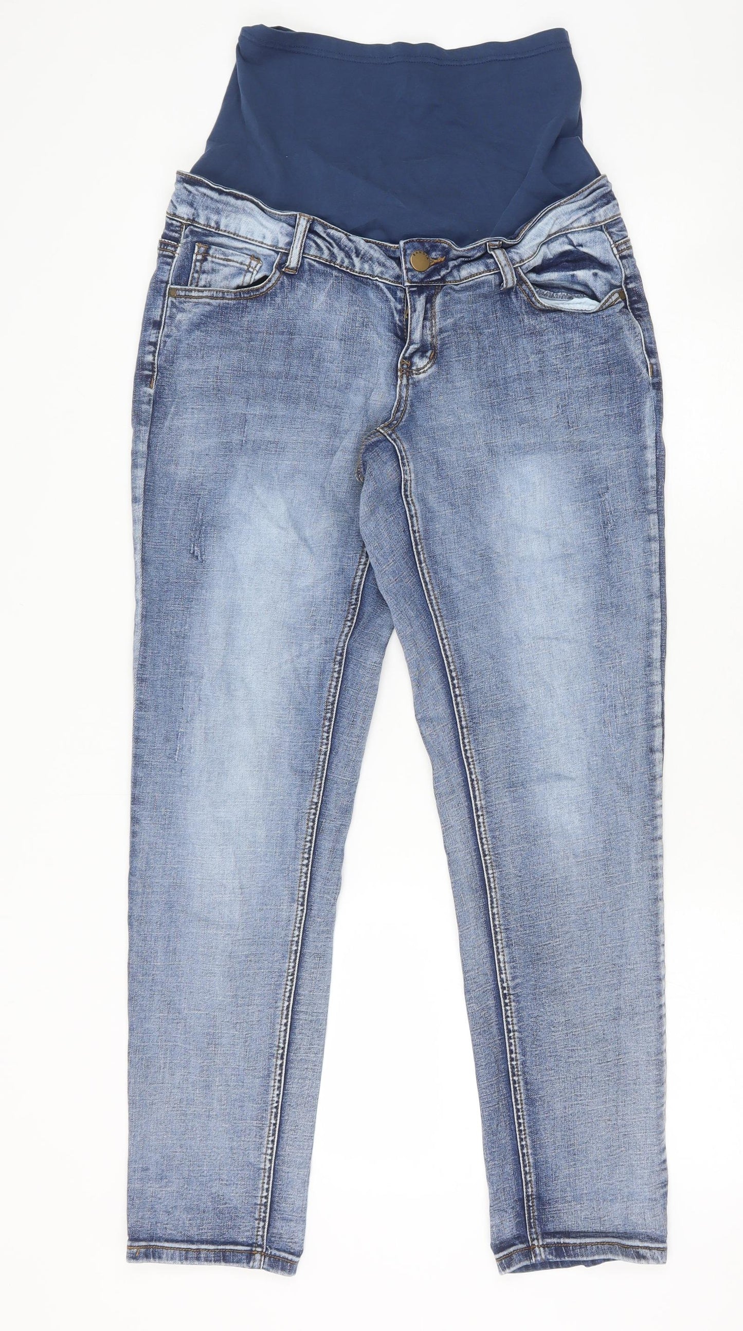 Bandia Womens Blue Cotton Straight Jeans Size 10 Regular Zip