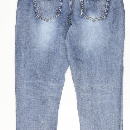 Bandia Womens Blue Cotton Straight Jeans Size 10 Regular Zip