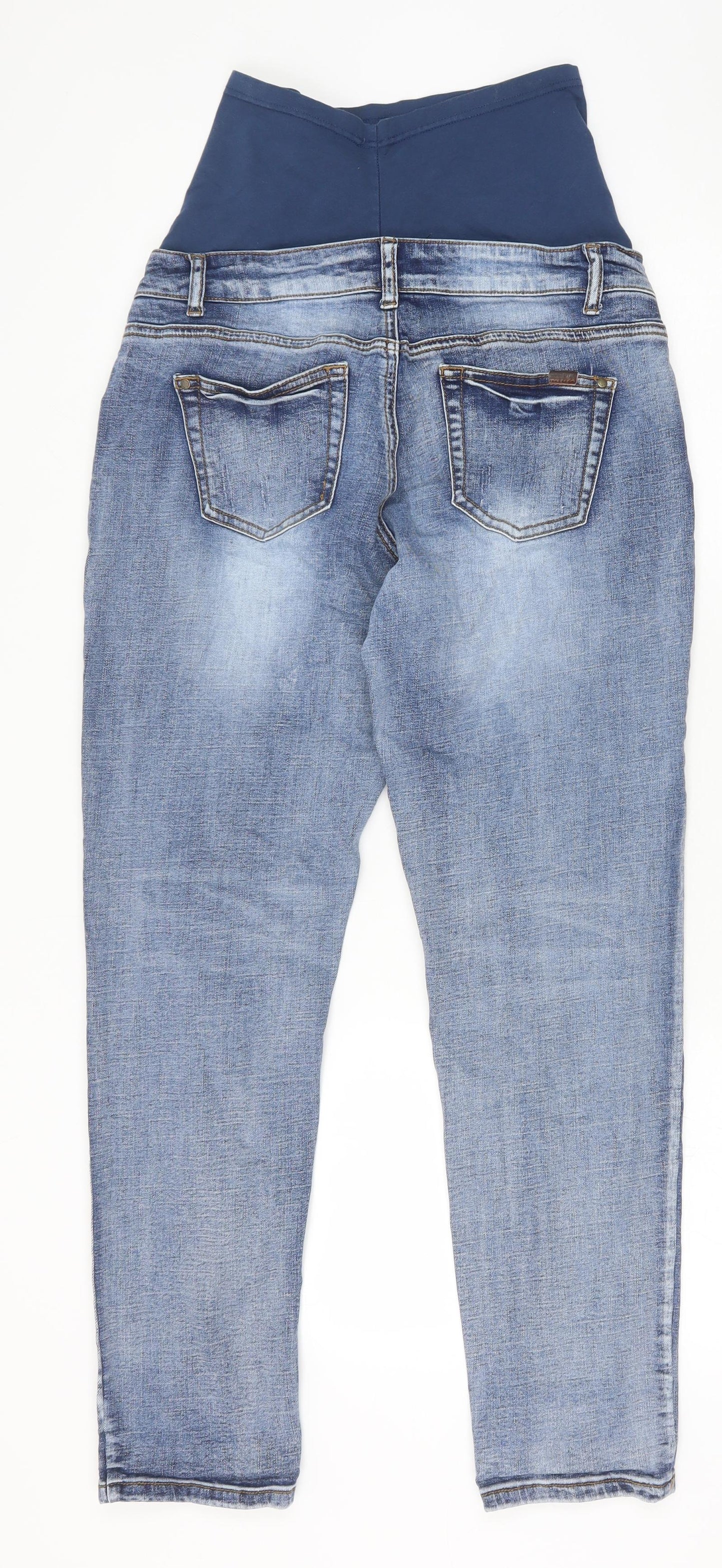 Bandia Womens Blue Cotton Straight Jeans Size 10 Regular Zip