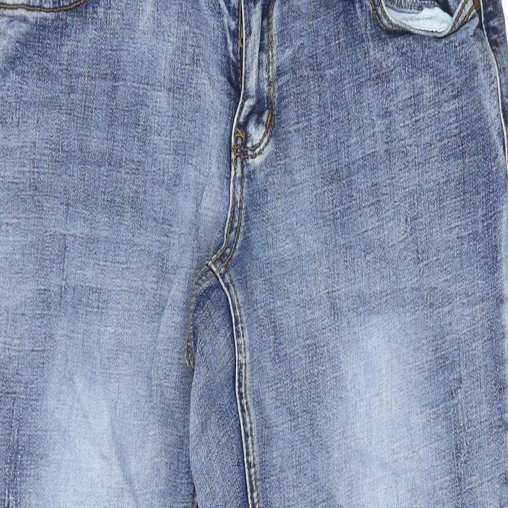 Bandia Womens Blue Cotton Straight Jeans Size 10 Regular Zip