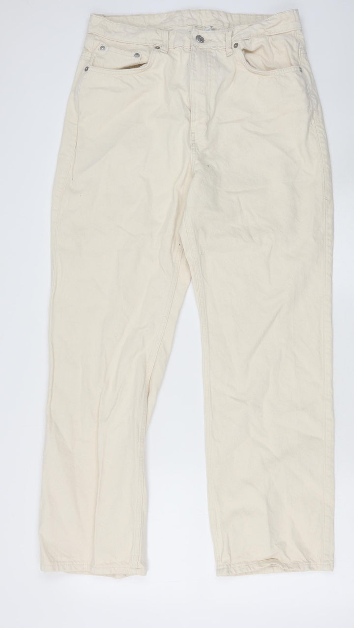 Weekday Womens Ivory Cotton Straight Jeans Size 32 in Regular Zip