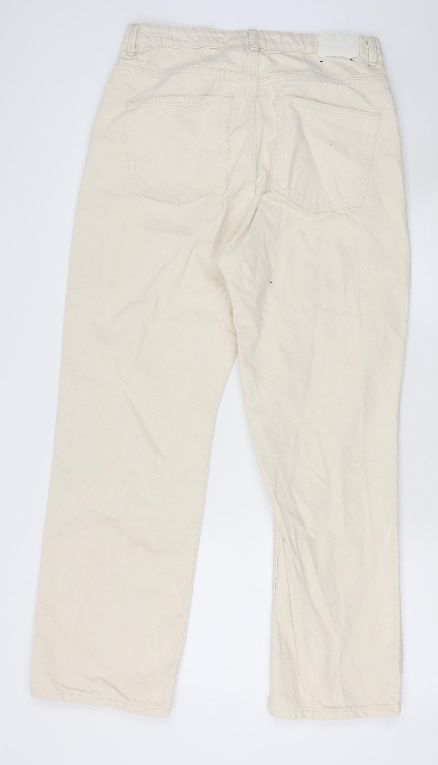 Weekday Womens Ivory Cotton Straight Jeans Size 32 in Regular Zip