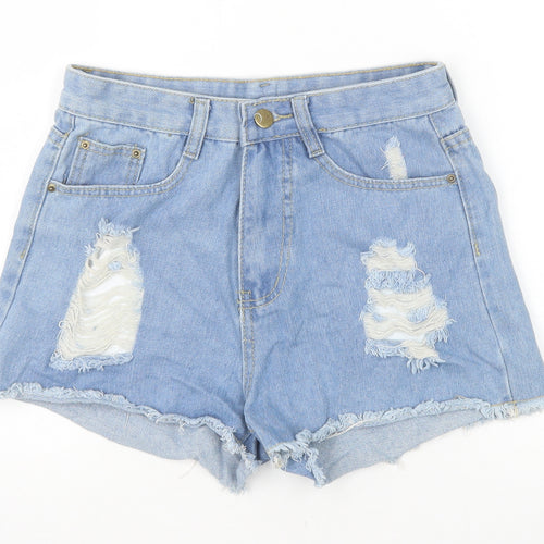 Preworn Womens Blue Cotton Cut-Off Shorts Size XS Regular Zip