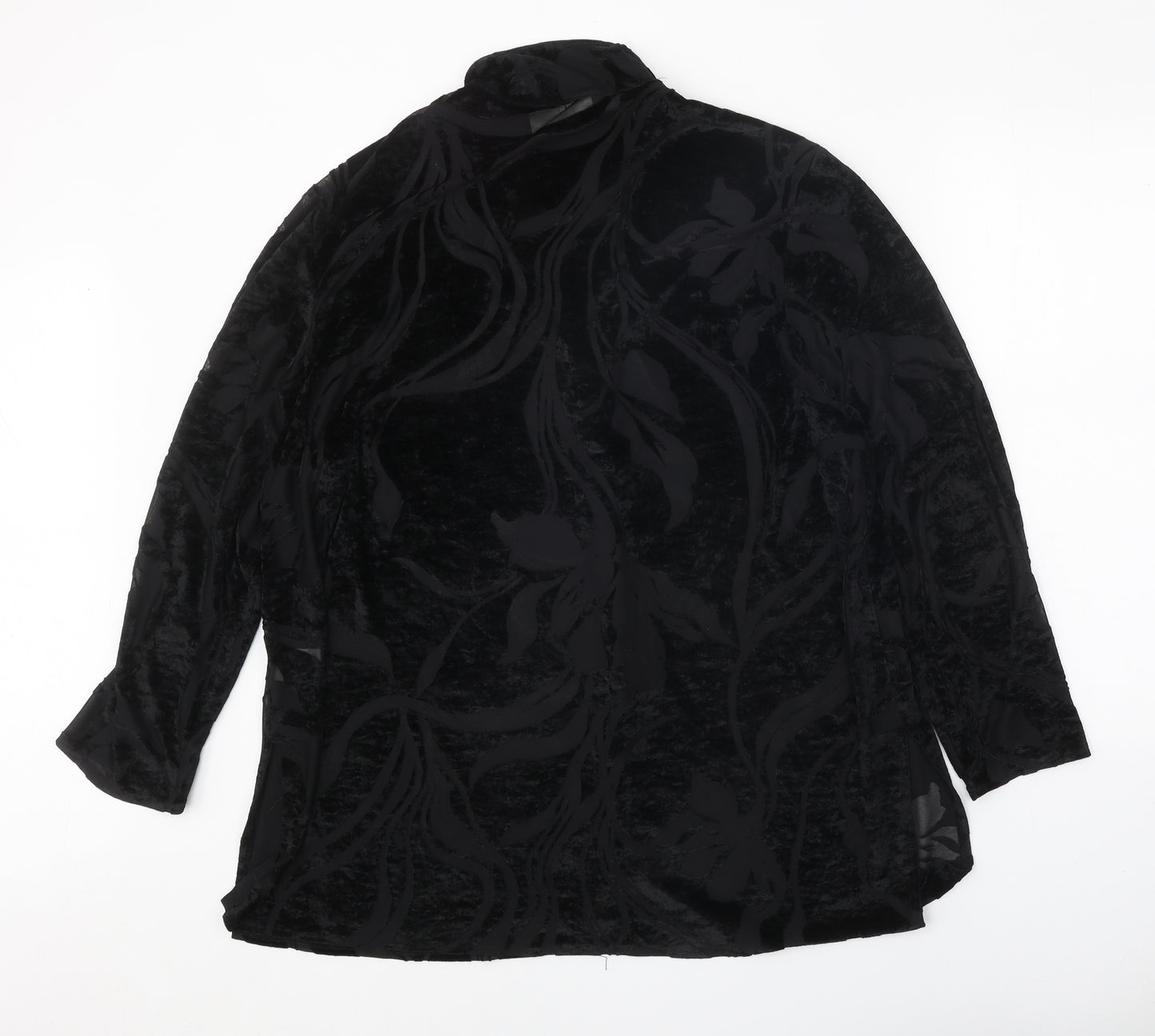 Ann Harvey Womens Black Geometric Viscose Basic Button-Up Size 22 Collared