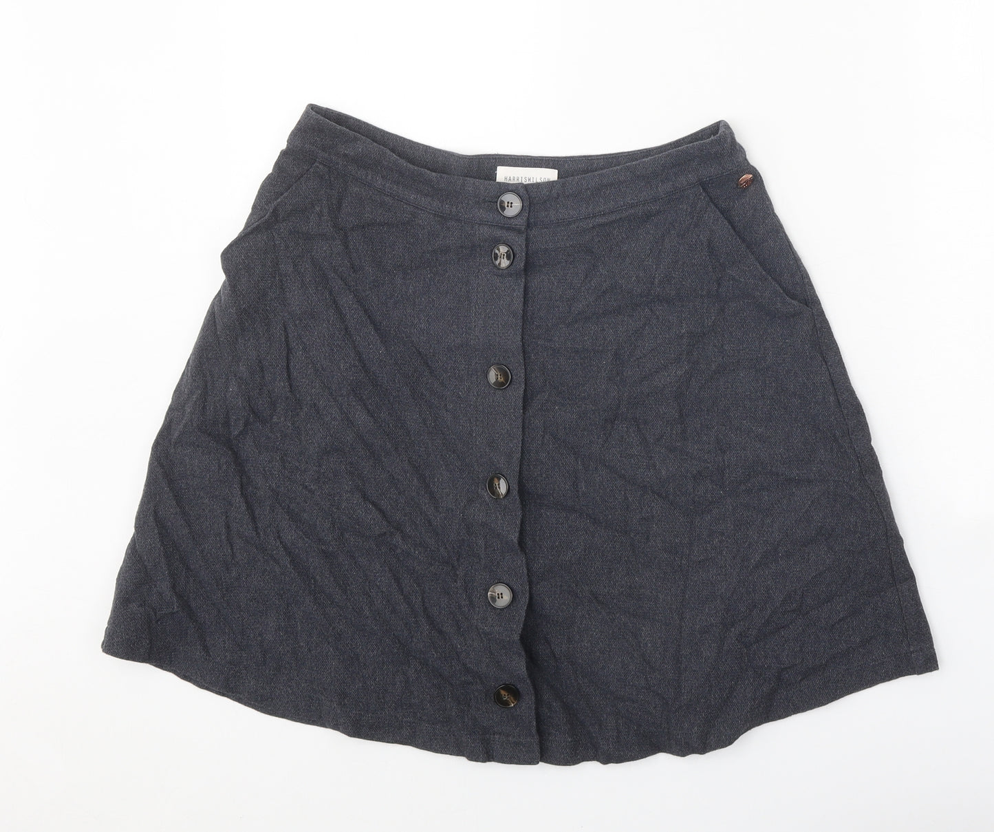 Harris Wilson Womens Grey Cotton Swing Skirt Size 29 in Button