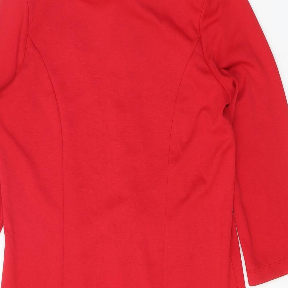 Collexion Womens Red Polyester Shift Size M Round Neck Zip