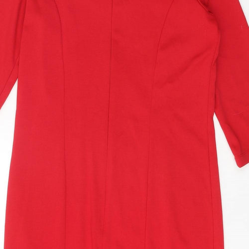 Collexion Womens Red Polyester Shift Size M Round Neck Zip