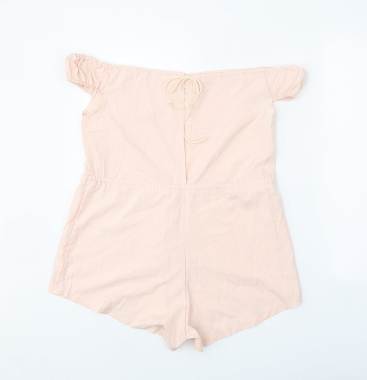 Preworn Womens Pink Polyester Playsuit One-Piece Size M Tie