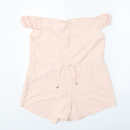 Preworn Womens Pink Polyester Playsuit One-Piece Size M Tie