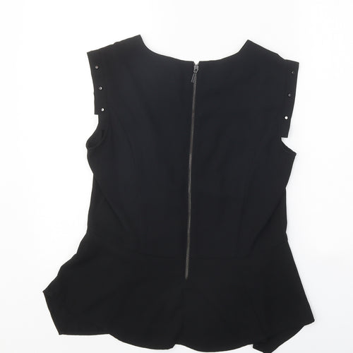 H&M Womens Black Polyester Basic Blouse Size 12 Round Neck