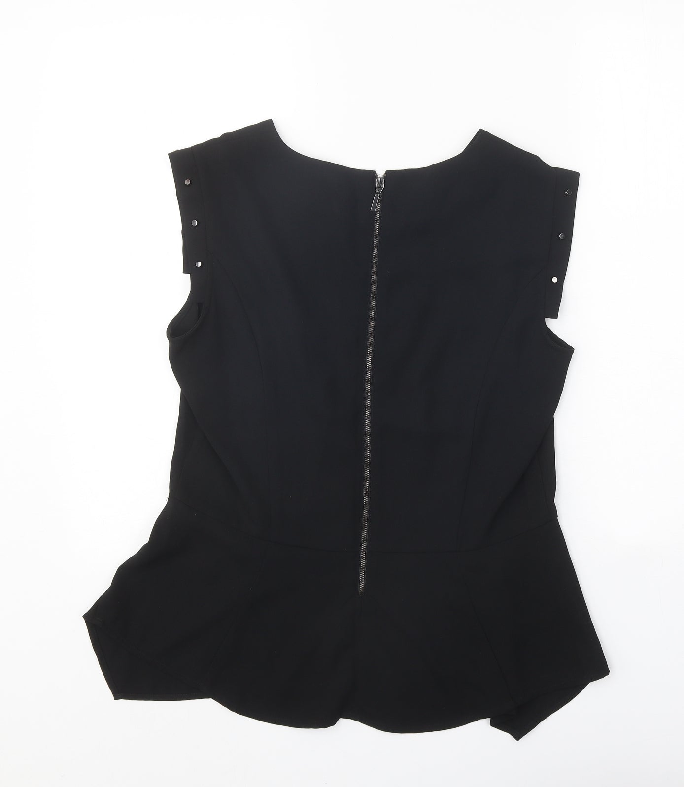 H&M Womens Black Polyester Basic Blouse Size 12 Round Neck
