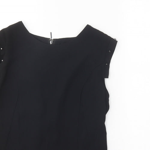 H&M Womens Black Polyester Basic Blouse Size 12 Round Neck
