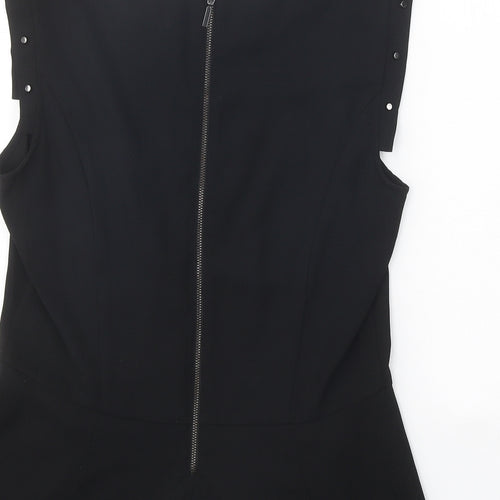 H&M Womens Black Polyester Basic Blouse Size 12 Round Neck