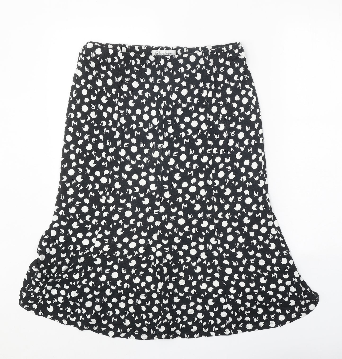 David Nieper Womens Black Polka Dot Viscose Swing Skirt Size 12
