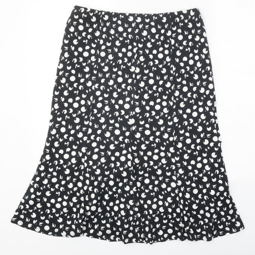 David Nieper Womens Black Polka Dot Viscose Swing Skirt Size 12