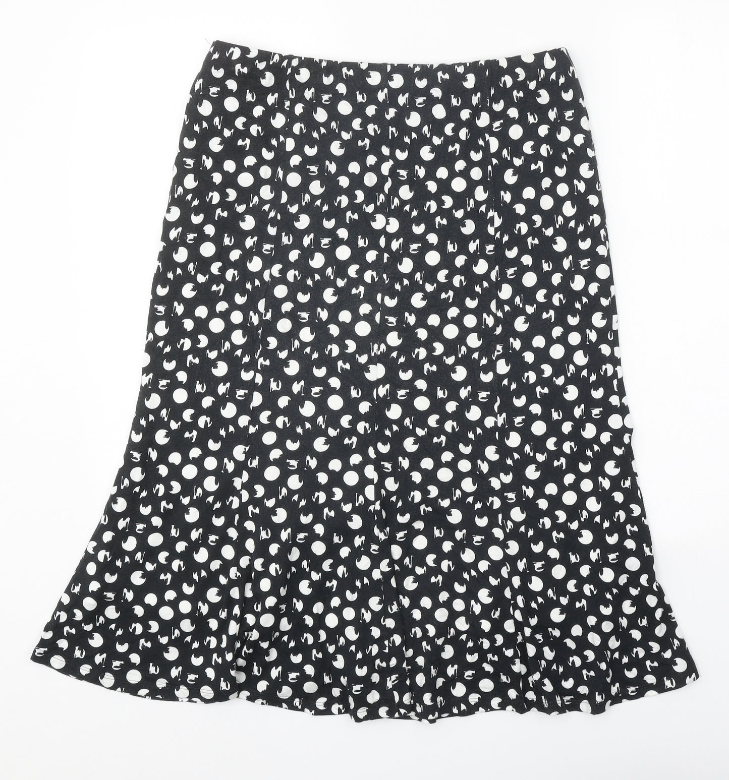 David Nieper Womens Black Polka Dot Viscose Swing Skirt Size 12