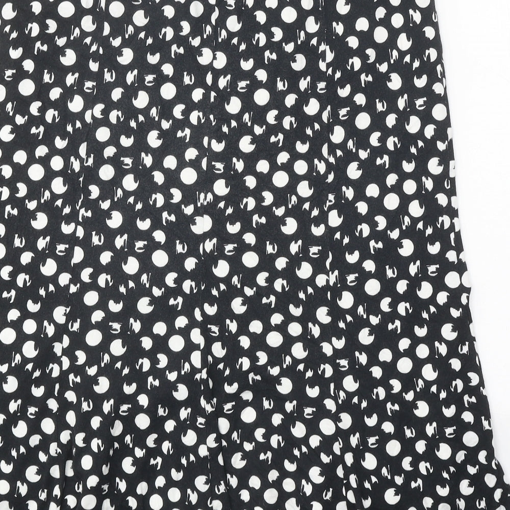 David Nieper Womens Black Polka Dot Viscose Swing Skirt Size 12