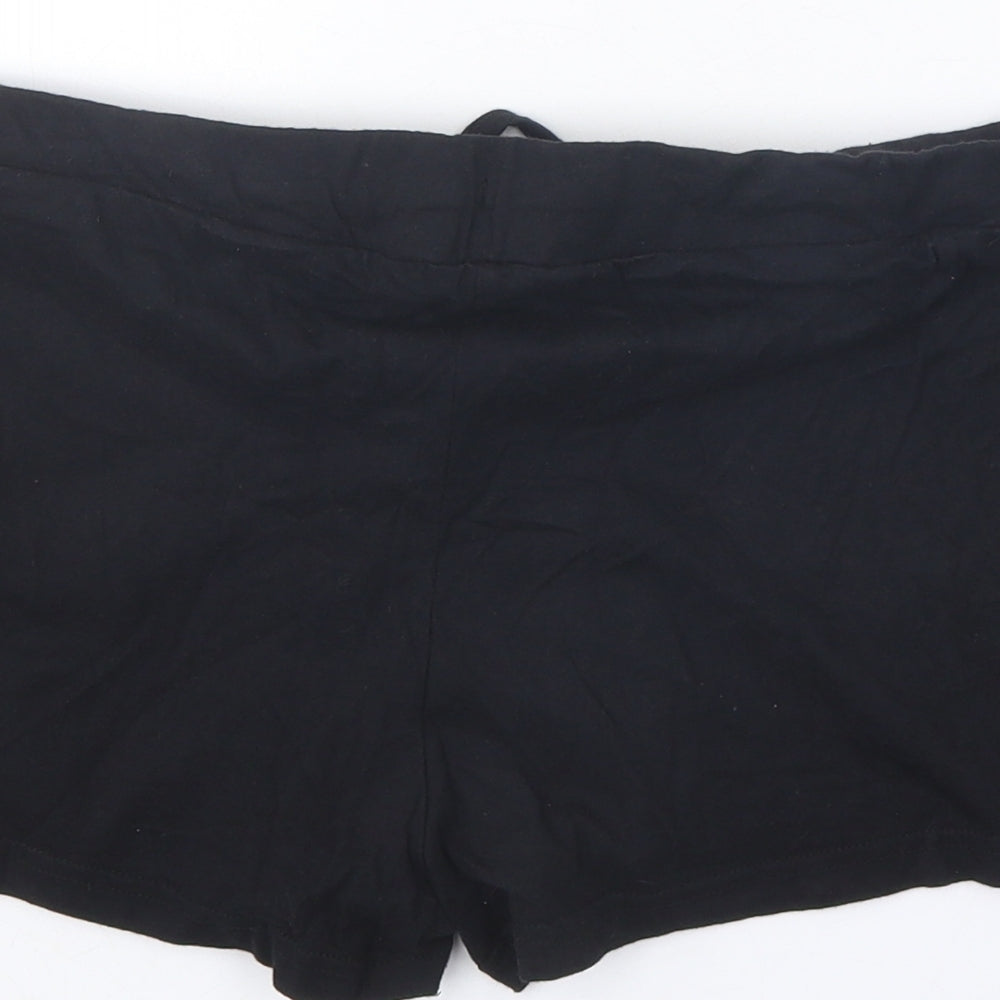 Atmosphere Womens Black Cotton Hot Pants Shorts Size 12 Regular Tie - Crocheted Lace Overlay